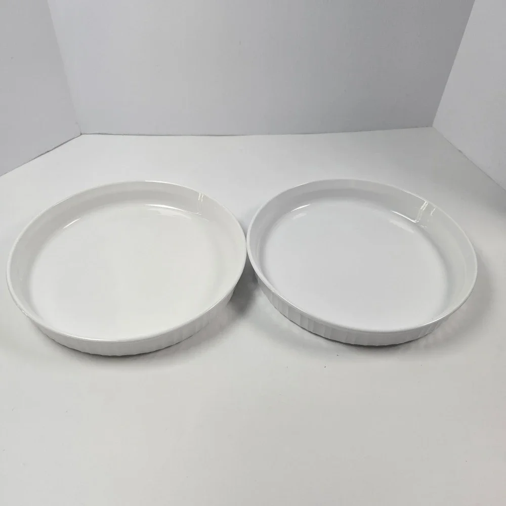 Corning Ware French White Quiche Tart Dish Set of 2 24cm Round White Ceramic